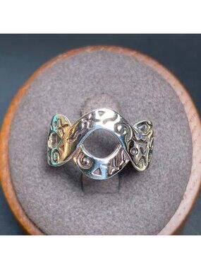 Open Twist Wide Tapered Band Geometric Design Sterling Silver 925 Ring SZ 6.5